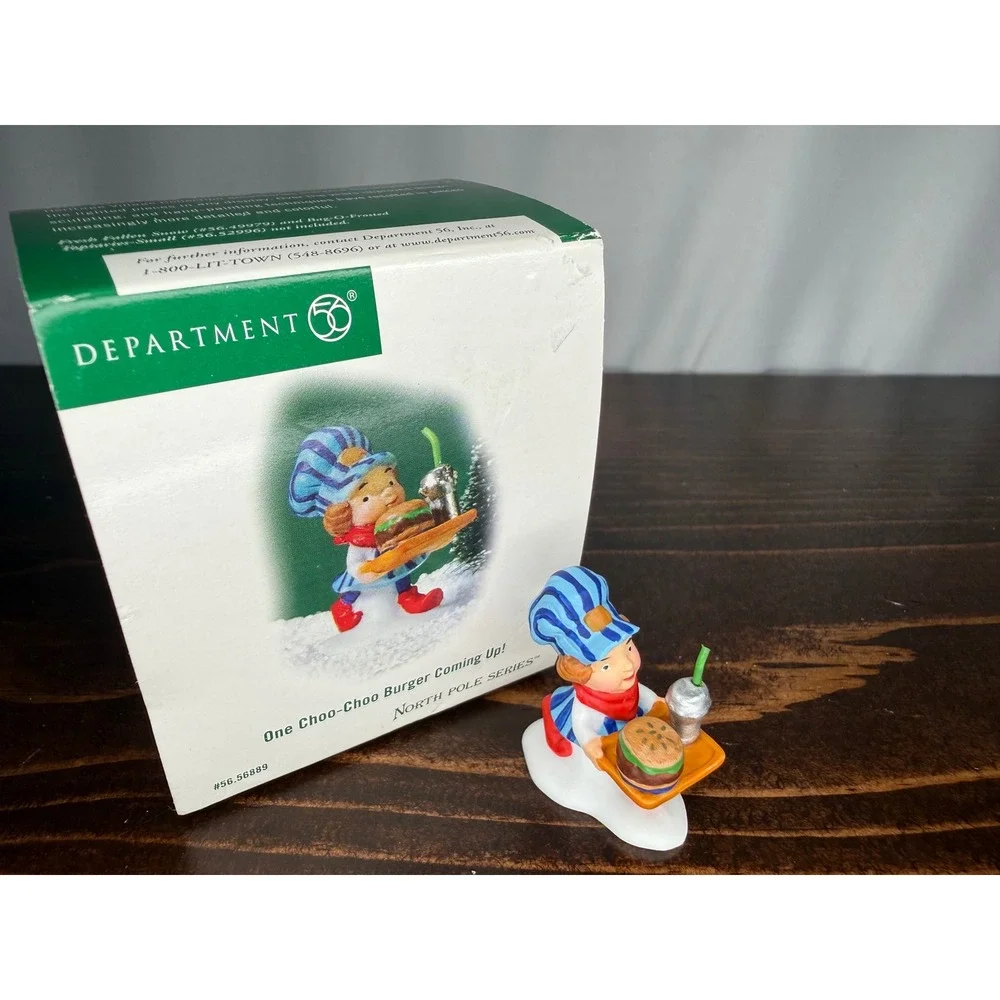Dept 56‎ North Pole One Choo-Choo Burger Coming Up! Elf Figurine 56.56889